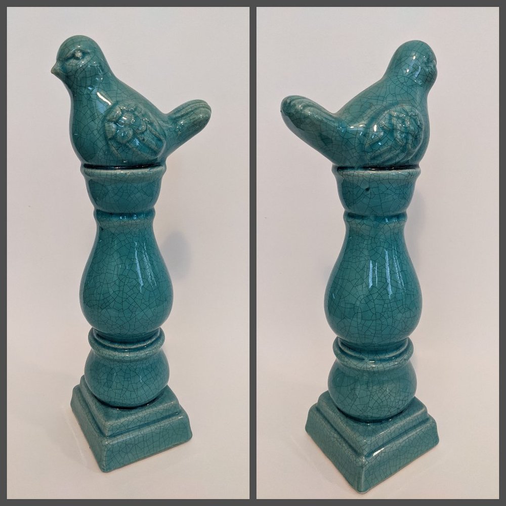 Crackled Blue Bird Figurine